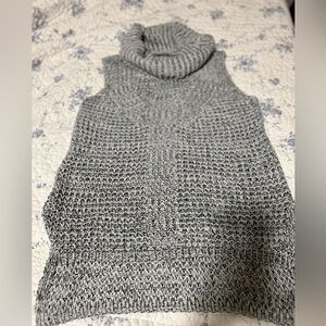 Papillon Black and White Sleeveless Cowl Neck Sweater
